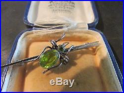 Art Deco Charles Horner Rare Solid Silver & Peridot Bug/fly Brooch, Chester, 1922