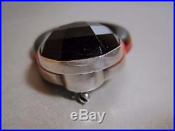 Art Deco Style JAC J A Cohen Solid Silver & Onyx Large Brooch Netherland