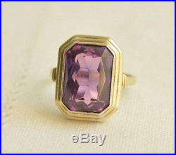 Art Deco Vintage German 835 Solid SILVER Large Amethyst Ring Size O