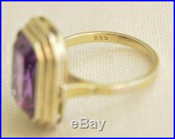 Art Deco Vintage German 835 Solid SILVER Large Amethyst Ring Size O
