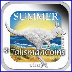 Australia 2013 SQUARE KANGAROO Summer Four Seasons $1 Oz Silver Prf in FULL OGP