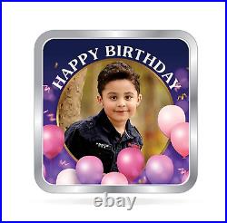 BIS Hallmarked Happy Birthday Gifting Personalised Silver Square Coin 100 gm