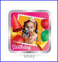 BIS Hallmarked Happy Birthday Personalised Silver Square Coin 999 Pure 20 gm