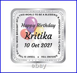 BIS Hallmarked Personalised Happy Birthday 999 Pure Silver Square Coin 20 gm