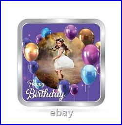 BIS Hallmarked Personalised Happy Birthday Silver Square Coin 999 Purity 50 gm
