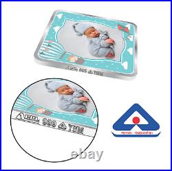 BIS Hallmarked Personalised New Born Baby Boy Silver Square Coin 999 Purity 50gm