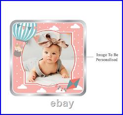 BIS Hallmarked Personalised New Born Baby Girl Silver Square Coin 100 gm