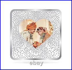 BIS Hallmarked Personalised Newly Married 999 Pure Silver Square Coin 50 gm