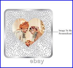 BIS Hallmarked Personalised Newly Married 999 Pure Silver Square Coin 50 gm