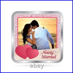 BIS Hallmarked Personalised Newly Married Silver Square Coin 999 Pure 20 gm