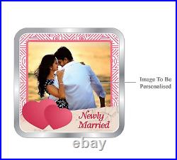 BIS Hallmarked Personalised Newly Married Silver Square Coin 999 Pure 20 gm