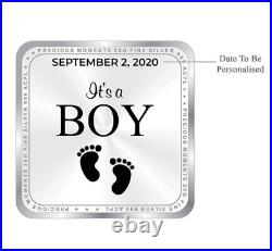 BIS Hallmarked Personalised Silver Square Coin New Born Baby Boy 999 Pure 20 gm BIS Hallmarked Personalised Silver Square Coin New Born Baby Boy 999 Pure 20 gm