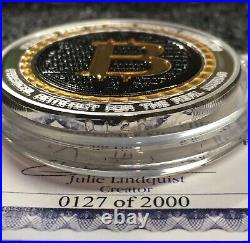BITCOIN VALUE CONVERSION 1 oz. 999 Solid Silver Proof Round Colorized Coin COA