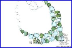Bargain! Petite Russian Chrysoprase Blue Quartz 925 Solid Silver Necklace