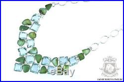 Bargain! Petite Russian Chrysoprase Blue Quartz 925 Solid Silver Necklace