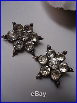 Beautiful Antique Georgian Bright Diamond Paste Solid Silver Flower Star Brooch