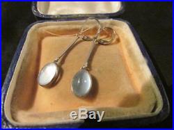 Beautiful Art Deco Quality Solid Silver & Moonstone Droplet Earrings