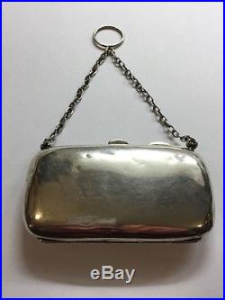 Beautiful English Antique 1909 Solid Sterling Silver Ladies Handbag Finger Purse