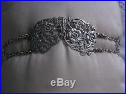 Beautiful Solid Silver Art Nouveau Buckle & Belt 1902 London