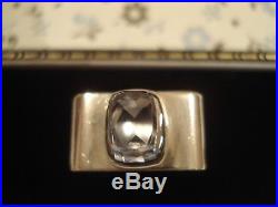 Beautiful Vintage 1970's Scandinavian ModernistBlue Topaz Gem Solid Silver Ring