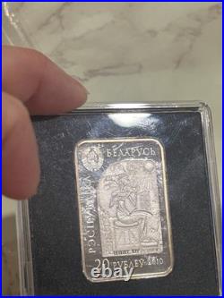 Belarus 20 Roubles 925 Silver Queen Nefertiti 2010 Rectangular Coin With COA