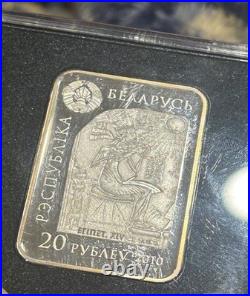 Belarus 20 Roubles 925 Silver Queen Nefertiti 2010 Rectangular Coin With COA