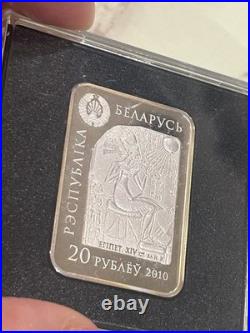Belarus 20 Roubles 925 Silver Queen Nefertiti 2010 Rectangular Coin With COA