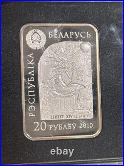 Belarus 20 Roubles 925 Silver Queen Nefertiti 2010 Rectangular Coin With COA
