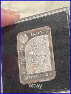 Belarus 20 Roubles 925 Silver Queen Nefertiti 2010 Rectangular Coin With COA