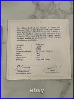 Belarus 20 Roubles 925 Silver Queen Nefertiti 2010 Rectangular Coin With COA