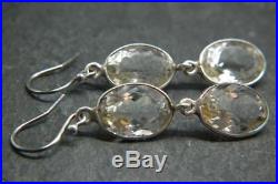 Best Antique Edwardian/Art Deco Old Cut Diamond Paste Solid Silver Drop Earrings