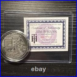 Bitcoin Proof 1 oz. 999 fine Solid silver commemorative AOCS 2016 with COA #/1000
