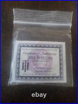 Bitcoin Proof 1 oz. 999 fine Solid silver commemorative AOCS limited 2016 with COA