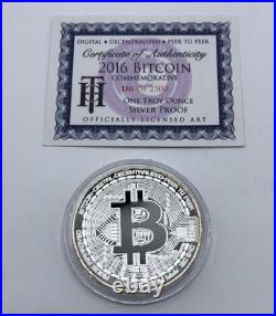 Bitcoin Proof 1 oz. 999 fine Solid silver commemorative AOCS limited 2016 with COA