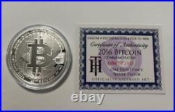 Bitcoin Proof 1 oz. 999 fine Solid silver commemorative AOCS limited 2016 with COA