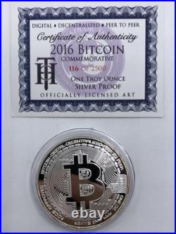 Bitcoin Proof 1 oz. 999 fine Solid silver commemorative AOCS limited 2016 with COA