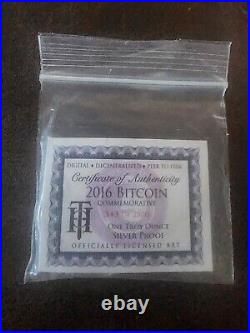 Bitcoin Proof 1 oz. 999 fine Solid silver commemorative AOCS limited 2016 with COA