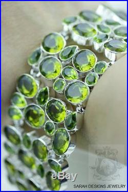 Blast Of Green! 253 Carats Lab Simulated Aaa Peridot 925 Solid Silver Bracelet