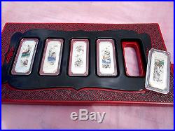 Boxed Set Of 5 Solid Silver Bullion Bars (ag. 999) Chinese Year Of The Rabbit