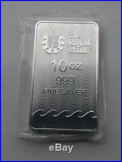 Britannia 10 Oz 999 Solid Silver Bullion Bar Omp Beautiful Majestic Design Lot D