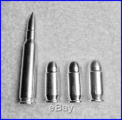 Bullet Designs Three 1 Oz. 999 Fine Solid Silver Bullion and One 2 Oz