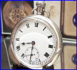 C1914 Rolex Solid Silver Lovely Mans Pocket Watch Serviced Micro Metric Adj