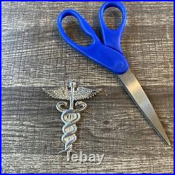 Caduceus Medical Symbol Solid Sterling. 925 Silver. 1.5 Ozt