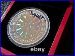 Canadian Five Ounce Lustrous maple leaves Hologram 5oz solid silver Coin