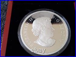 Canadian Mint maple leaf murano glass 5oz solid silver coin