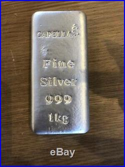 Capella 1 KG Silver Bar Matt Finish Investment Kilo Kilogram 1000g Solid. 999