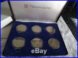 Cased Six 1993 Beatrix Potter Solid Silver Coins