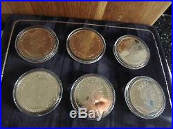 Cased Six 1993 Beatrix Potter Solid Silver Coins