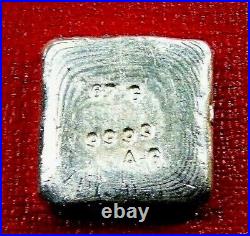 Cast Poured Square Bar 67 Grams. 9999 Fine Silver