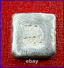 Cast Poured Square Bar 67 Grams. 9999 Fine Silver